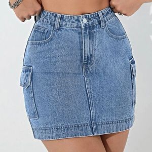 Denim Mini Skirt : SHEIN